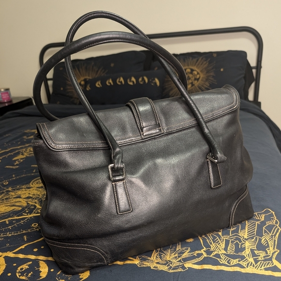 Vintage Coach Large Black Leather Business Tote 5133 - Picture 2 of 11